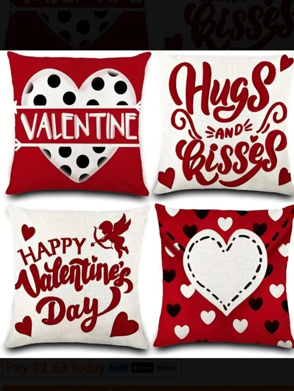 Valentine Red & White Decorative Throw Pillow Covers - Pack of 4